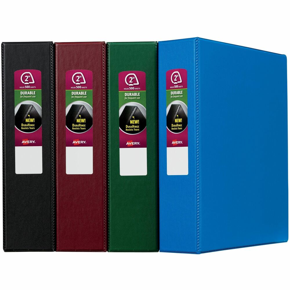 AVE11558 - This Durable Binder features sturdy construction that's ideal for frequent referencing. It has wider front and back panels to fully cover standard dividers and sheet protectors. The slant rings offer higher page capacity compared to the same-size round rings, and pages lie flat with the back-mounted rings. Its 500-sheet capacity and two interior pockets provide plenty of room to store three-hole punched and unpunched paperwork. More from the Manufacturer