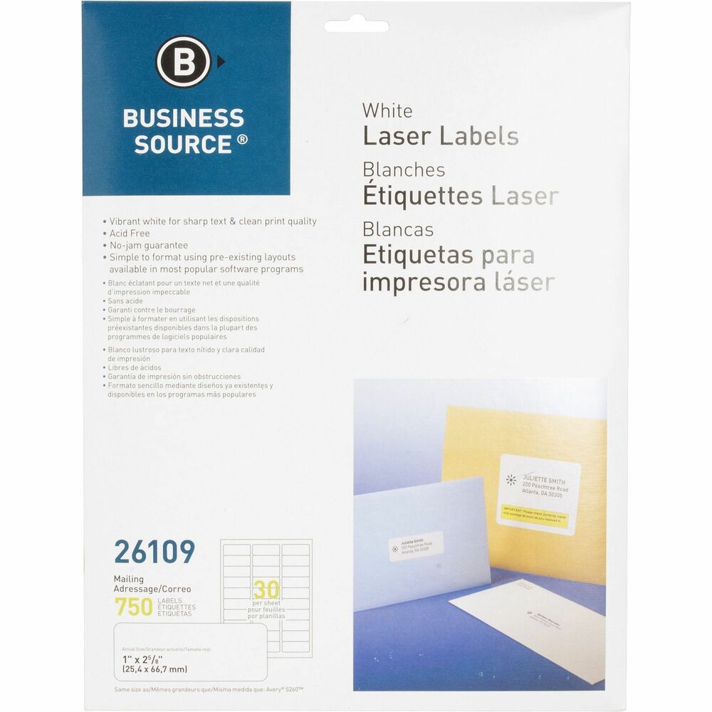 BSN26109 - Use labels to address envelopes and packages. Labels are archival-safe, acid-free and lignin-free, and feature permanent adhesive for staying power. Sheets of labels are compatible with laser and inkjet printers and will not jam.