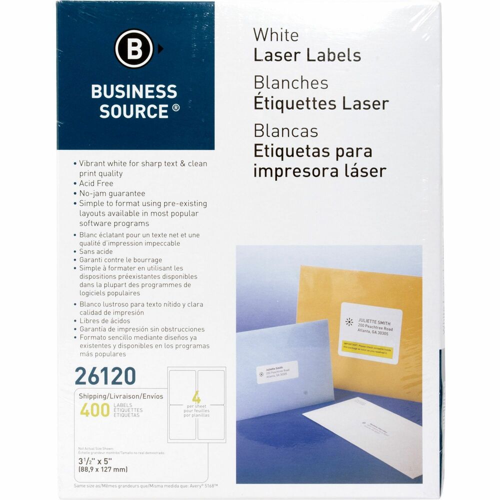 BSN26120 - Use labels to address envelopes and packages. Labels are archival-safe, acid-free and lignin-free, and feature permanent adhesive for staying power. Sheets of labels are compatible with laser and inkjet printers and will not jam.