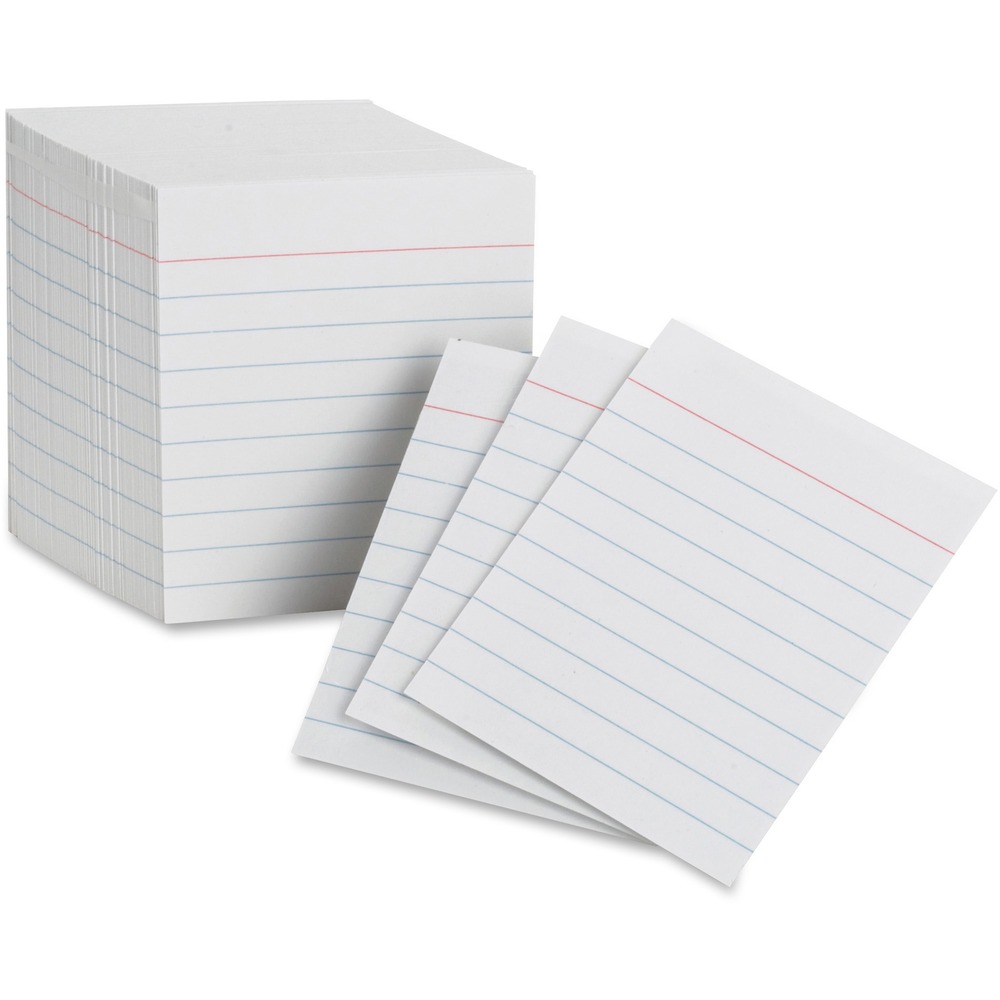 OXF10009 - Mini index cards are half the size as standard index cards so you get as many lines for shorter notes. One side is ruled with a red margin on the top. The other side is blank. 85 lb. cards are rotary cut for uniform height and made of 7.5 point commercial stock.