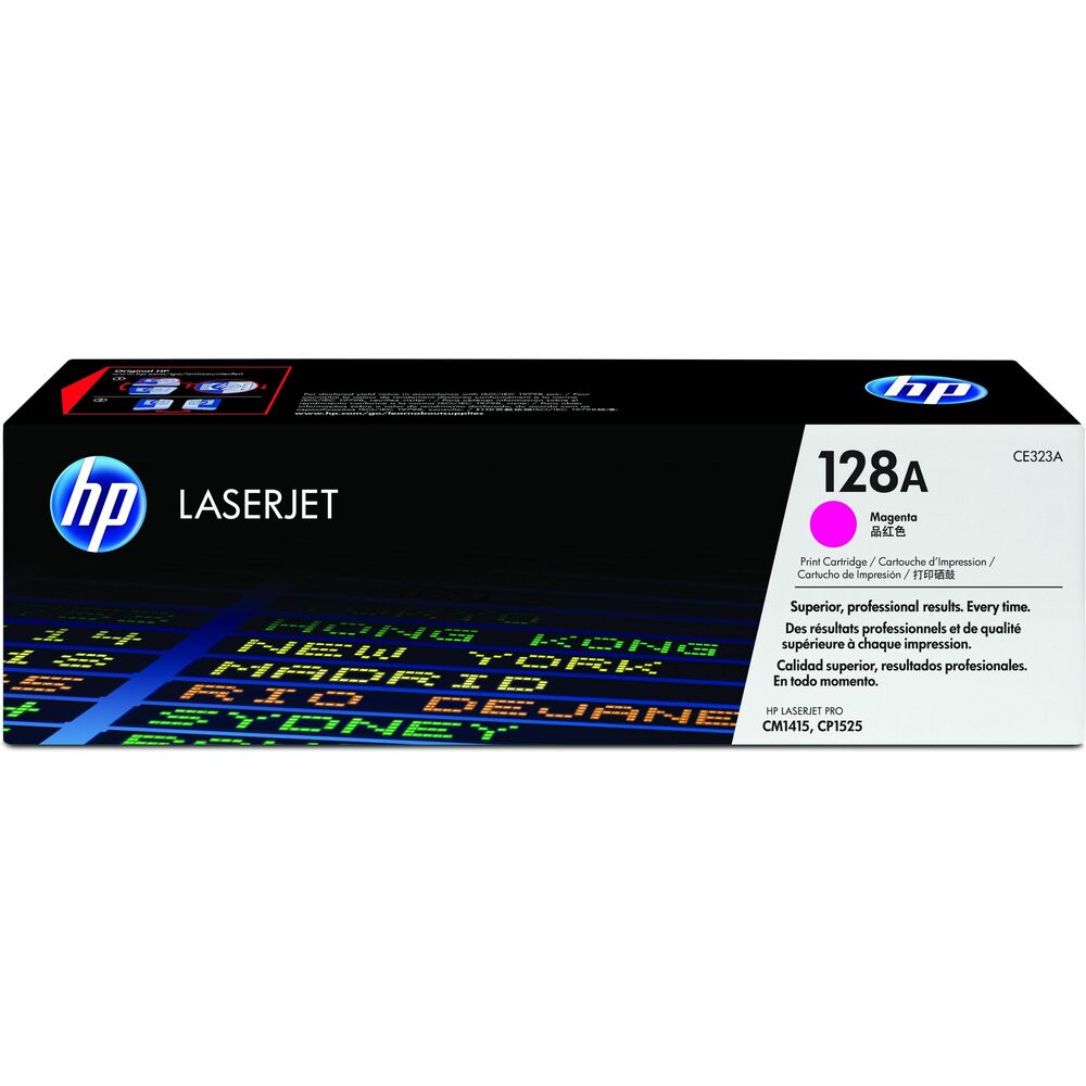 HEWCE323A - Make documents and marketing materials look professional when you print with Original HP cartridges. Keep your home or office productive by avoiding wasted time and supplies. This HP 128A toner cartridge is specifically designed for your HP Color LaserJet Pro CM1415 and CP1525. Maximize the impact of documents when you print in rich black text. Print photo-quality graphics and images, using toner that delivers a glossy, luminous look. Count on consistent, professional results on a wide range of laser papers designed for the office. Receive an alert when toner is low, and easily shop for replacement cartridges, using HP SureSupply. Install in a snap. HP's all-in-one cartridge design makes replacing a toner cartridge quick and easy. Cartridge yields approximately 1,300 pages. More from the Manufacturer