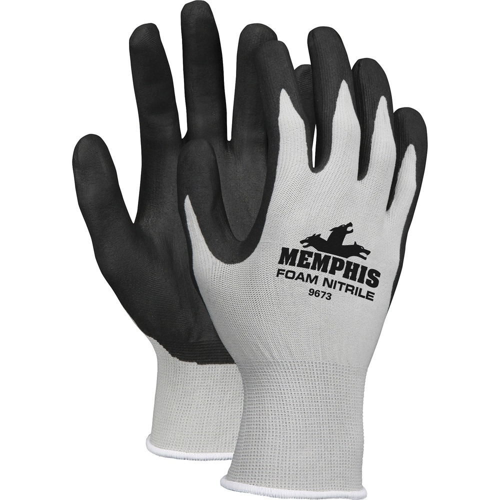 MCS9673L - Their solid seamless, 13-gauge nylon knit design provides you with a durable, economical multitask glove choice for the workplace. Their 100 percent, black foam, nitrile-dipped palms and fingers let you handle larger spills and heavier cleanups without losing your grip. Gloves are ideal for small parts handling where tactile sensitivity and dexterity are important.