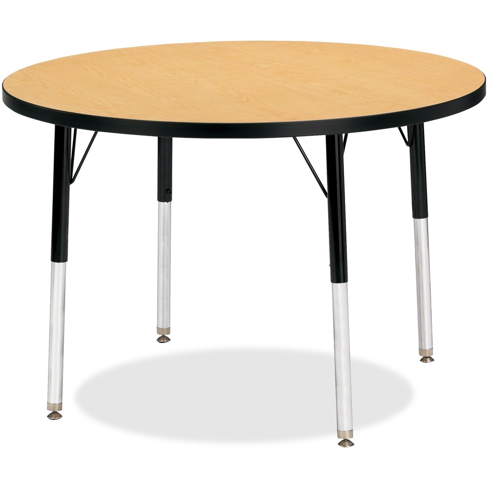 JNT6488JCE210 - Let children safely work on their favorite arts and crafts on this round activity table. Laminate is durable and features an easy-to-clean surface. TRUEdge is permanently thermo-fused to the edges to prevent them from chipping. Extra-safe, dual-screw steel legs allow you to easily adjust the height of the table. Powder-coated, adjustable legs can be repositioned in 1" increments to provide maximum comfort for children. Leg guides reduce squeaks, prevent snags and eliminate rusting.
