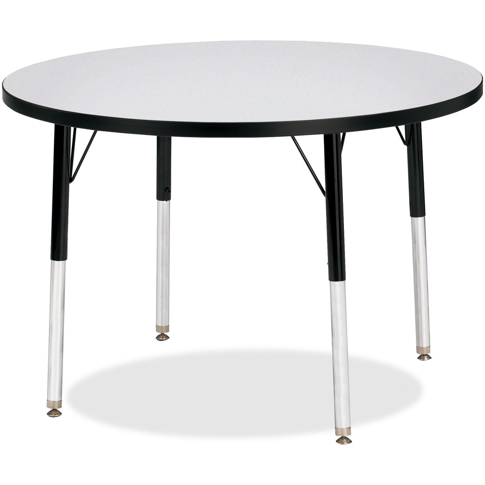 JNT6488JCE180 - Let children safely work on their favorite arts and crafts on this round activity table. Laminate is durable and features an easy-to-clean surface. TRUEdge is permanently thermo-fused to the edges to prevent chipping. Extra-safe, dual-screw steel legs allow you to easily adjust the height of the table. Powder-coated, adjustable legs can be repositioned in 1" increments to provide maximum comfort for children. Leg guides reduce squeaks, prevent snags and eliminate rusting.