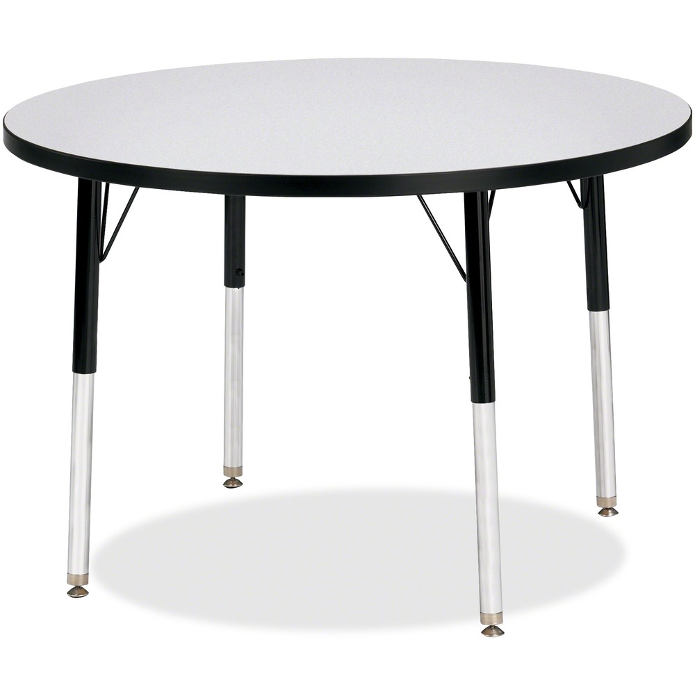 JNT6488JCA180 - Round activity table for adults is perfectly sized to let you work comfortably. Laminate is durable and features an easy-to-clean surface. TRUEdge is permanently thermo-fused to the edges to prevent chipping. Extra-safe, dual-screw steel legs allow you to easily adjust the height of the table. Powder-coated, adjustable legs can be repositioned in 1" increments to provide maximum comfort. Leg guides reduce squeaks, prevent snags and eliminate rusting.