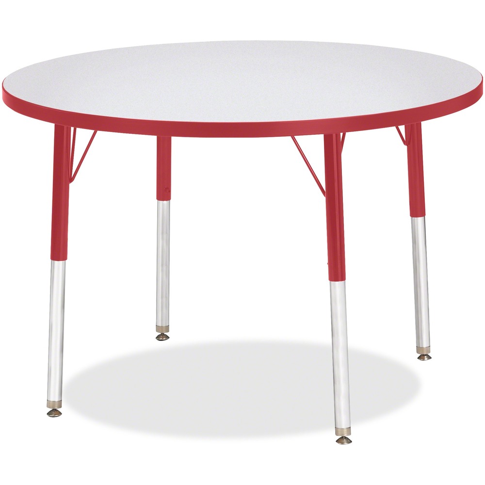 JNT6488JCA008 - Round activity table for adults is perfectly sized to let you work comfortably. Laminate is durable and features an easy-to-clean surface. TRUEdge is permanently thermo-fused to the edges to prevent chipping. Extra-safe, dual-screw steel legs allow you to easily adjust the height of the table. Powder-coated, adjustable legs can be repositioned in 1" increments to provide maximum comfort. Leg guides reduce squeaks, prevent snags and eliminate rusting.