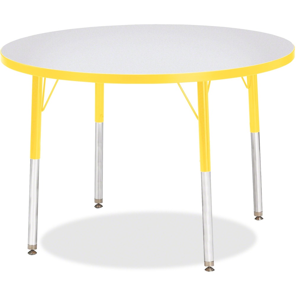 JNT6488JCA007 - Round activity table for adults is perfectly sized to let you work comfortably. Laminate is durable and features an easy-to-clean surface. TRUEdge is permanently thermo-fused to the edges to prevent chipping. Extra-safe, dual-screw steel legs allow you to easily adjust the height of the table. Powder-coated, adjustable legs can be repositioned in 1" increments to provide maximum comfort. Leg guides reduce squeaks, prevent snags and eliminate rusting.