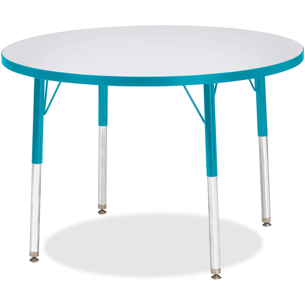 JNT6488JCA005 - Round activity table for adults is perfectly sized to let you work comfortably. Laminate is durable and features an easy-to-clean surface. TRUEdge is permanently thermo-fused to the edges to prevent chipping. Extra-safe, dual-screw steel legs allow you to easily adjust the height of the table. Powder-coated, adjustable legs can be repositioned in 1" increments to provide maximum comfort. Leg guides reduce squeaks, prevent snags and eliminate rusting.