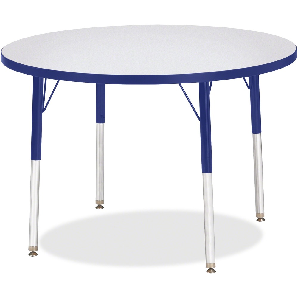 JNT6488JCA003 - Round activity table for adults is perfectly sized to let you work comfortably. Laminate is durable and features an easy-to-clean surface. TRUEdge is permanently thermo-fused to the edges to prevent chipping. Extra-safe, dual-screw steel legs allow you to easily adjust the height of the table. Powder-coated, adjustable legs can be repositioned in 1" increments to provide maximum comfort. Leg guides reduce squeaks, prevent snags and eliminate rusting.