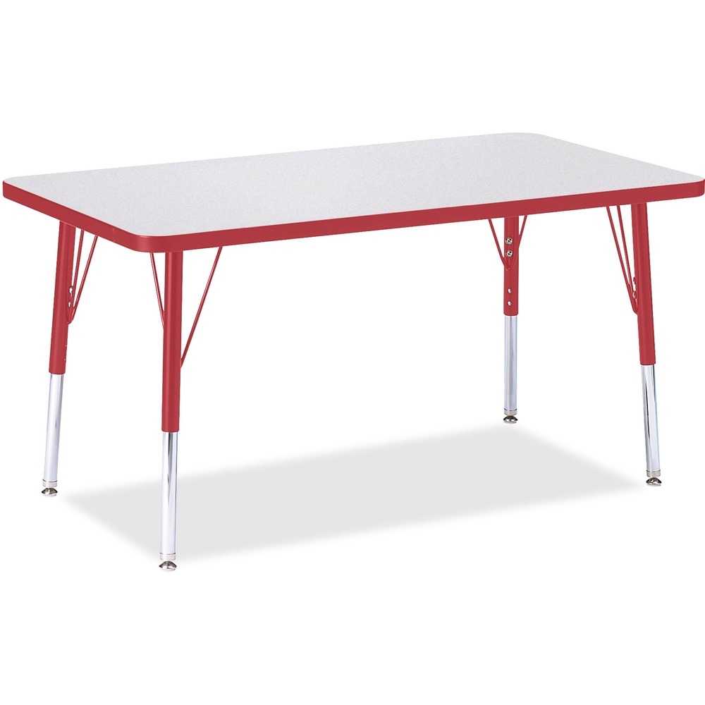 JNT6478JCE008 - Let children safely work on their favorite arts and crafts on this rectangular activity table. Laminate is durable and features an easy-to-clean surface. TRUEdge is permanently thermo-fused to the edges to prevent them from chipping. Extra-safe, dual-screw steel legs allow you to easily adjust the height of the table. Powder-coated, adjustable legs can be repositioned in 1" increments to provide maximum comfort for children. Leg guides reduce squeaks, prevent snags and eliminate rusting.