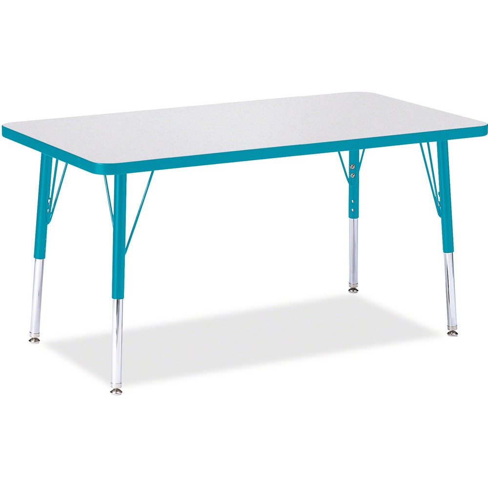 JNT6478JCE005 - Let children safely work on their favorite arts and crafts on this rectangular activity table. Freckled gray laminate is durable and features an easy-to-clean surface. TRUEdge is permanently thermo-fused to the edges to prevent chipping. Extra-safe, dual-screw steel legs allow you to easily adjust the height of the table. Powder-coated, adjustable legs can be repositioned in 1" increments to provide maximum comfort for children. Leg guides reduce squeaks, prevent snags and eliminate rusting.
