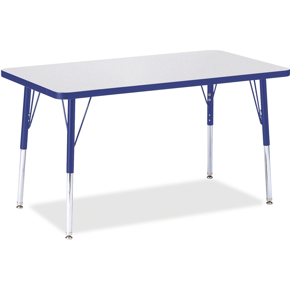 JNT6478JCA003 - Rectangular activity table for adults is perfectly sized to let you work comfortably. Laminate is durable and features an easy-to-clean surface. TRUEdge is permanently thermo-fused to the edges to prevent chipping. Extra-safe, dual-screw steel legs allow you to easily adjust the height of the table. Powder-coated, adjustable legs can be repositioned in 1" increments to provide maximum comfort. Leg guides reduce squeaks, prevent snags and eliminate rusting.