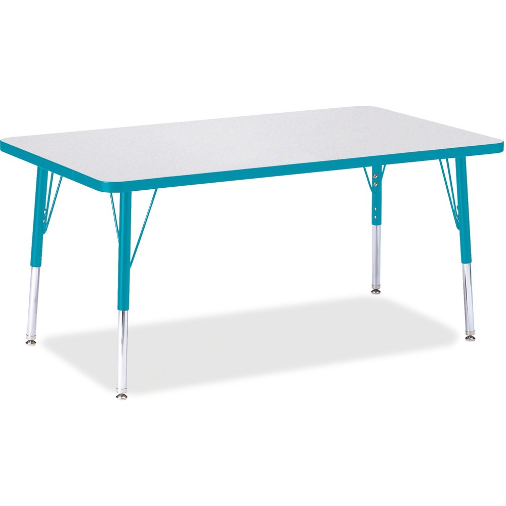 JNT6473JCE005 - Let children safely work on their favorite arts and crafts on this rectangular activity table. Freckled gray laminate is durable and features an easy-to-clean surface. TRUEdge is permanently thermo-fused to the edges to prevent chipping. Extra-safe, dual-screw steel legs allow you to easily adjust the height of the table. Powder-coated, adjustable legs can be repositioned in 1" increments to provide maximum comfort for children. Leg guides reduce squeaks, prevent snags and eliminate rusting.