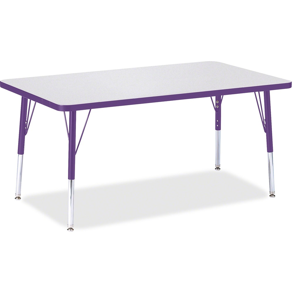 JNT6473JCE004 - Let children safely work on their favorite arts and crafts on this rectangular activity table. Freckled gray laminate is durable and features an easy-to-clean surface. TRUEdge is permanently thermo-fused to the edges to prevent chipping. Extra-safe, dual-screw steel legs allow you to easily adjust the height of the table. Powder-coated, adjustable legs can be repositioned in 1" increments to provide maximum comfort for children. Leg guides reduce squeaks, prevent snags and eliminate rusting.