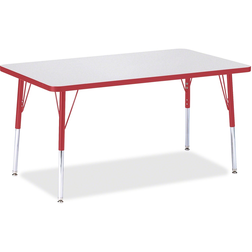 JNT6473JCA008 - Rectangular activity table for adults is perfectly sized to let you work comfortably. Laminate is durable and features an easy-to-clean surface. TRUEdge is permanently thermo-fused to the edges to prevent chipping. Extra-safe, dual-screw steel legs allow you to easily adjust the height of the table. Powder-coated, adjustable legs can be repositioned in 1" increments to provide maximum comfort. Leg guides reduce squeaks, prevent snags and eliminate rusting.