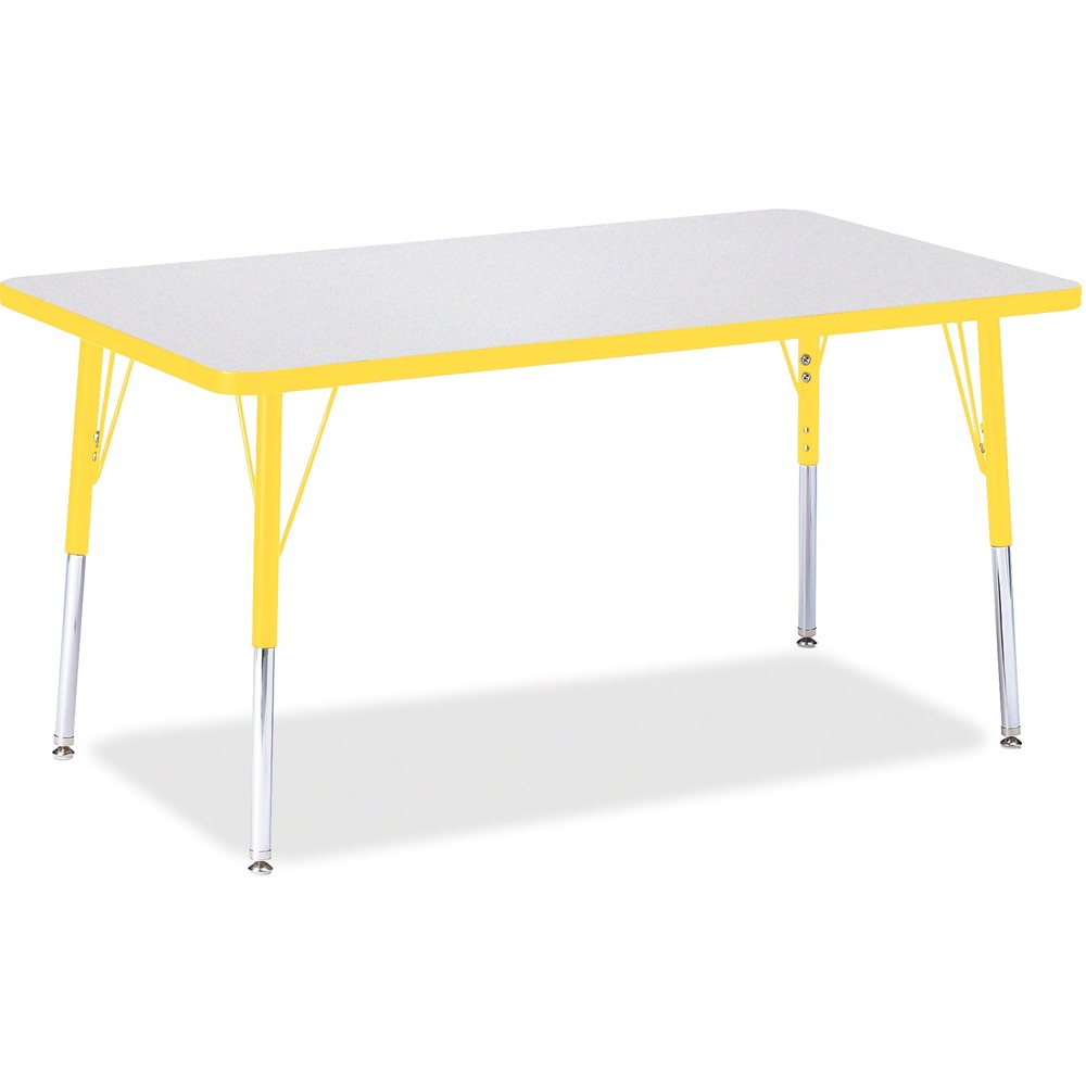 JNT6473JCA007 - Rectangular activity table for adults is perfectly sized to let you work comfortably. Laminate is durable and features an easy-to-clean surface. TRUEdge is permanently thermo-fused to the edges to prevent chipping. Extra-safe, dual-screw steel legs allow you to easily adjust the height of the table. Powder-coated, adjustable legs can be repositioned in 1" increments to provide maximum comfort. Leg guides reduce squeaks, prevent snags and eliminate rusting.
