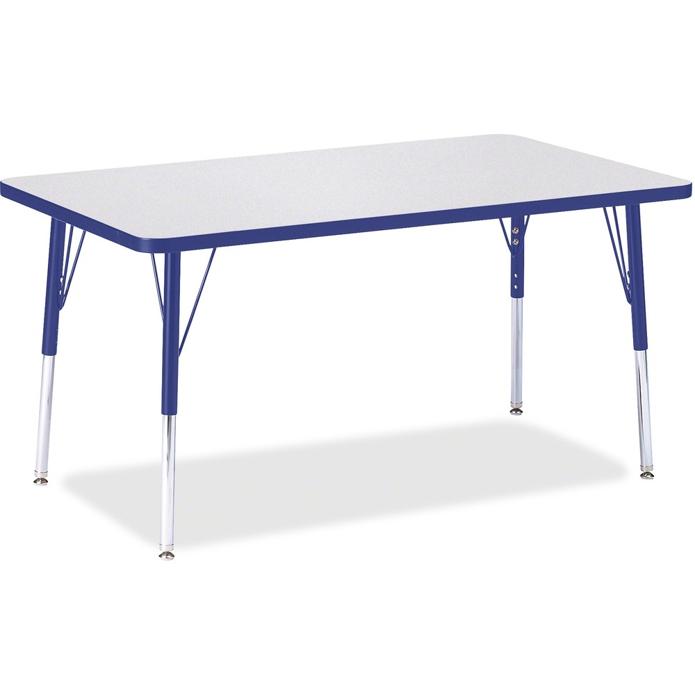 JNT6473JCA003 - Rectangular activity table for adults is perfectly sized to let you work comfortably. Laminate is durable and features an easy-to-clean surface. TRUEdge is permanently thermo-fused to the edges to prevent chipping. Extra-safe, dual-screw steel legs allow you to easily adjust the height of the table. Powder-coated, adjustable legs can be repositioned in 1" increments to provide maximum comfort. Leg guides reduce squeaks, prevent snags and eliminate rusting.