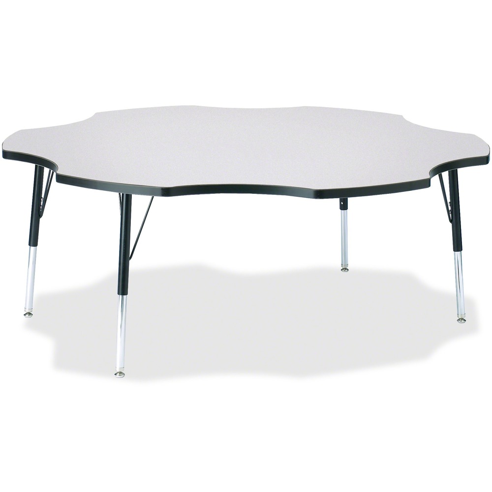 JNT6458JCE180 - This six-leaf activity table provides the perfect seating arrangement for up to six children. Durable laminate features an easy-to-clean surface. TRUEdge is permanently thermo-fused to the edges to prevent chipping. Extra-safe, dual-screw steel legs allow you to easily adjust the height of the table. Powder-coated, adjustable legs can be repositioned in 1" increments to provide maximum comfort for children. Leg guides reduce squeaks, prevent snags and eliminate rusting.