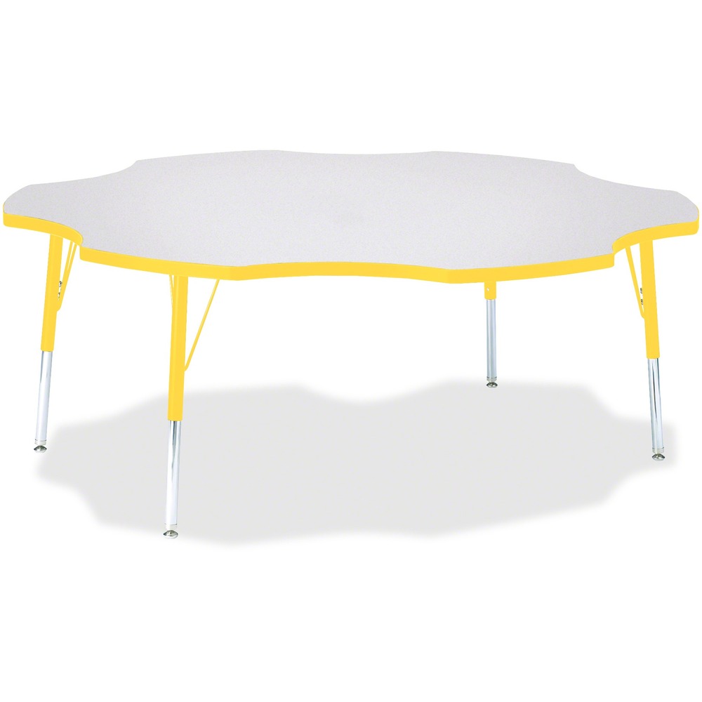 JNT6458JCE007 - This six-leaf activity table provides the perfect seating arrangement for up to six children. Durable laminate features an easy-to-clean surface. TRUEdge is permanently thermo-fused to the edges to prevent chipping. Extra-safe, dual-screw steel legs allow you to easily adjust the height of the table. Powder-coated, adjustable legs can be repositioned in 1" increments to provide maximum comfort for children. Leg guides reduce squeaks, prevent snags and eliminate rusting.