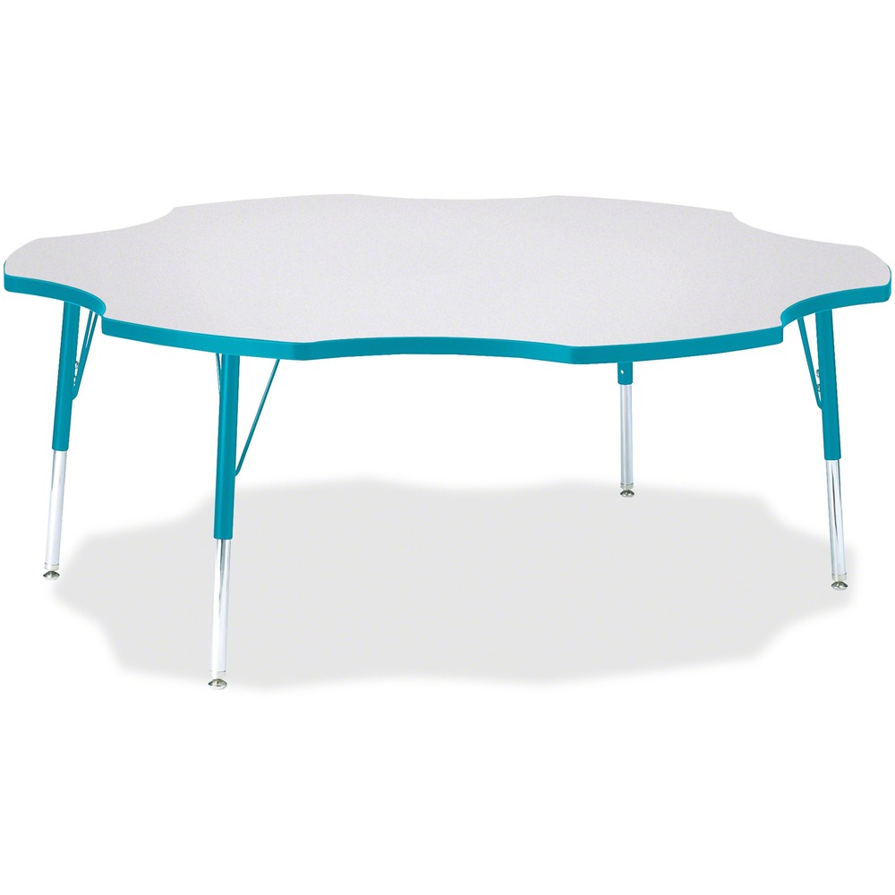 JNT6458JCE005 - This six-leaf activity table provides the perfect seating arrangement for up to six children. Durable laminate features an easy-to-clean surface. TRUEdge is permanently thermo-fused to the edges to prevent chipping. Extra-safe, dual-screw steel legs allow you to easily adjust the height of the table. Powder-coated, adjustable legs can be repositioned in 1" increments to provide maximum comfort for children. Leg guides reduce squeaks, prevent snags and eliminate rusting.