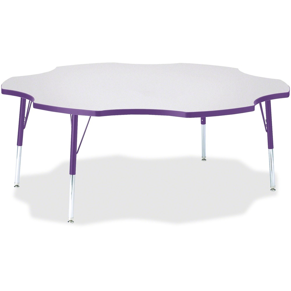 JNT6458JCE004 - This six-leaf activity table provides the perfect seating arrangement for up to six children. Durable laminate features an easy-to-clean surface. TRUEdge is permanently thermo-fused to the edges to prevent chipping. Extra-safe, dual-screw steel legs allow you to easily adjust the height of the table. Powder-coated, adjustable legs can be repositioned in 1" increments to provide maximum comfort for children. Leg guides reduce squeaks, prevent snags and eliminate rusting.