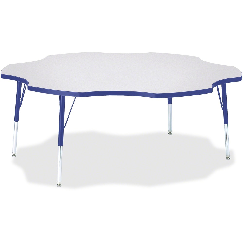 JNT6458JCE003 - This six-leaf activity table provides the perfect seating arrangement for up to six children. Durable laminate features an easy-to-clean surface. TRUEdge is permanently thermo-fused to the edges to prevent chipping. Extra-safe, dual-screw steel legs allow you to easily adjust the height of the table. Powder-coated, adjustable legs can be repositioned in 1" increments to provide maximum comfort for children. Leg guides reduce squeaks, prevent snags and eliminate rusting.