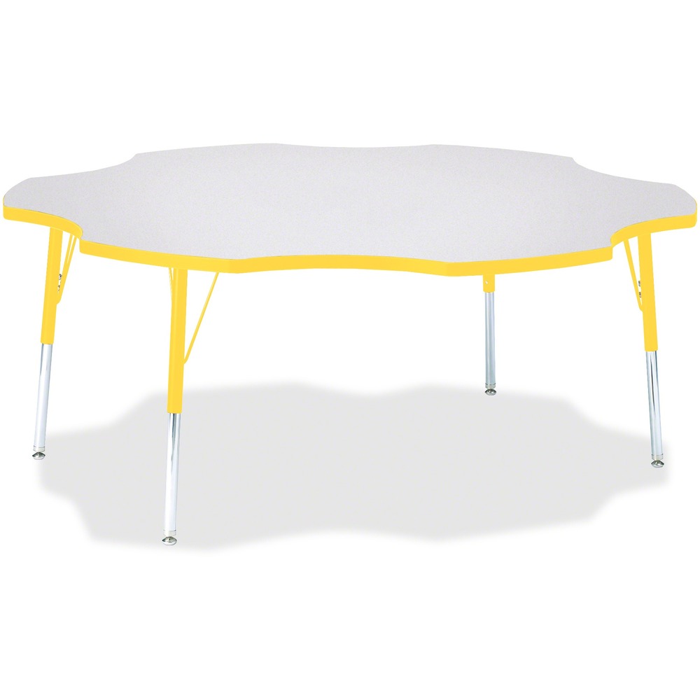 JNT6458JCA007 - This six-leaf activity table provides the perfect seating arrangement for up to six adults. Durable laminate features an easy-to-clean surface. TRUEdge is permanently thermo-fused to the edges to prevent chipping. Extra-safe, dual-screw steel legs allow you to easily adjust the height of the table. Powder-coated, adjustable legs can be repositioned in 1" increments to provide maximum comfort. Leg guides reduce squeaks, prevent snags and eliminate rusting.