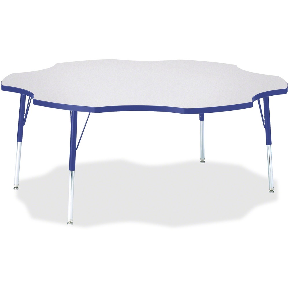 JNT6458JCA003 - This six-leaf activity table provides the perfect seating arrangement for up to six adults. Durable laminate features an easy-to-clean surface. TRUEdge is permanently thermo-fused to the edges to prevent chipping. Extra-safe, dual-screw steel legs allow you to easily adjust the height of the table. Powder-coated, adjustable legs can be repositioned in 1" increments to provide maximum comfort. Leg guides reduce squeaks, prevent snags and eliminate rusting.