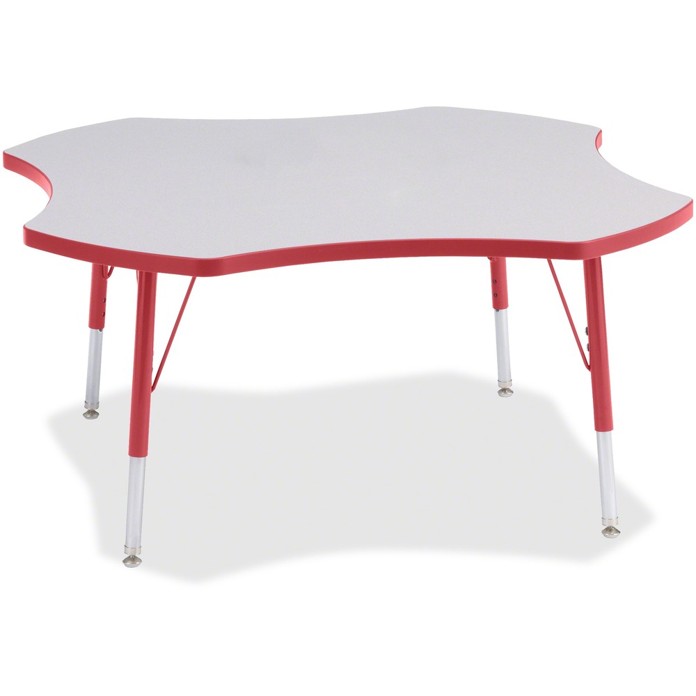 JNT6453JCE008 - This four-leaf activity table provides the perfect seating arrangement for up to four children. Durable laminate features an easy-to-clean surface. TRUEdge is permanently thermo-fused to the edges to prevent chipping. Extra-safe, dual-screw steel legs allow you to easily adjust the height of the table. Powder-coated, adjustable legs can be repositioned in 1" increments to provide maximum comfort for children. Leg guides reduce squeaks, prevent snags and eliminate rusting.