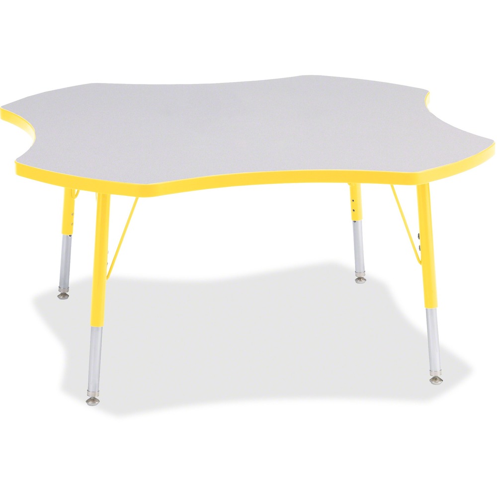 JNT6453JCE007 - This four-leaf activity table provides the perfect seating arrangement for up to four children. Durable laminate features an easy-to-clean surface. TRUEdge is permanently thermo-fused to the edges to prevent chipping. Extra-safe, dual-screw steel legs allow you to easily adjust the height of the table. Powder-coated, adjustable legs can be repositioned in 1" increments to provide maximum comfort for children. Leg guides reduce squeaks, prevent snags and eliminate rusting.
