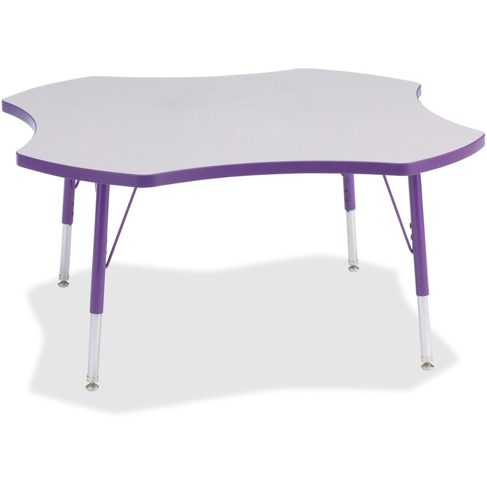 JNT6453JCE004 - This four-leaf activity table provides the perfect seating arrangement for up to four children. Durable laminate features an easy-to-clean surface. TRUEdge is permanently thermo-fused to the edges to prevent chipping. Extra-safe, dual-screw steel legs allow you to easily adjust the height of the table. Powder-coated, adjustable legs can be repositioned in 1" increments to provide maximum comfort for children. Leg guides reduce squeaks, prevent snags and eliminate rusting.