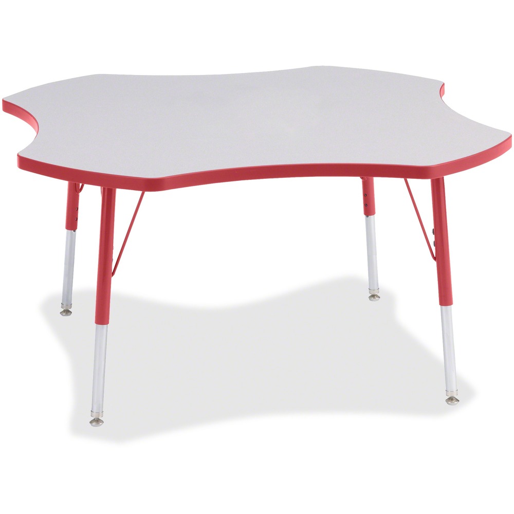 JNT6453JCA008 - This four-leaf activity table provides the perfect seating arrangement for up to four adults. Durable laminate features an easy-to-clean surface. TRUEdge is permanently thermo-fused to the edges to prevent chipping. Extra-safe, dual-screw steel legs allow you to easily adjust the height of the table. Powder-coated, adjustable legs can be repositioned in 1" increments to provide maximum comfort. Leg guides reduce squeaks, prevent snags and eliminate rusting.