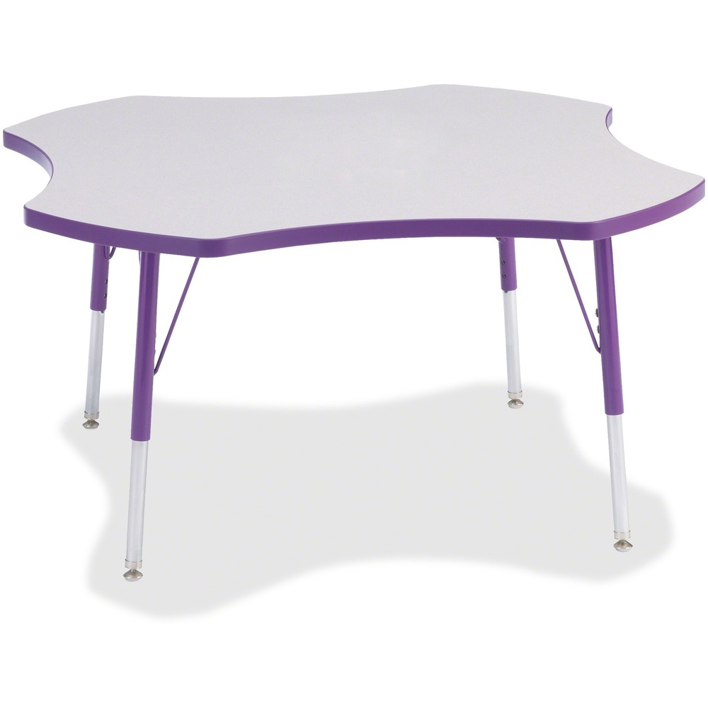 JNT6453JCA004 - This four-leaf activity table provides the perfect seating arrangement for up to four adults. Durable laminate features an easy-to-clean surface. TRUEdge is permanently thermo-fused to the edges to prevent chipping. Extra-safe, dual-screw steel legs allow you to easily adjust the height of the table. Powder-coated, adjustable legs can be repositioned in 1" increments to provide maximum comfort. Leg guides reduce squeaks, prevent snags and eliminate rusting.