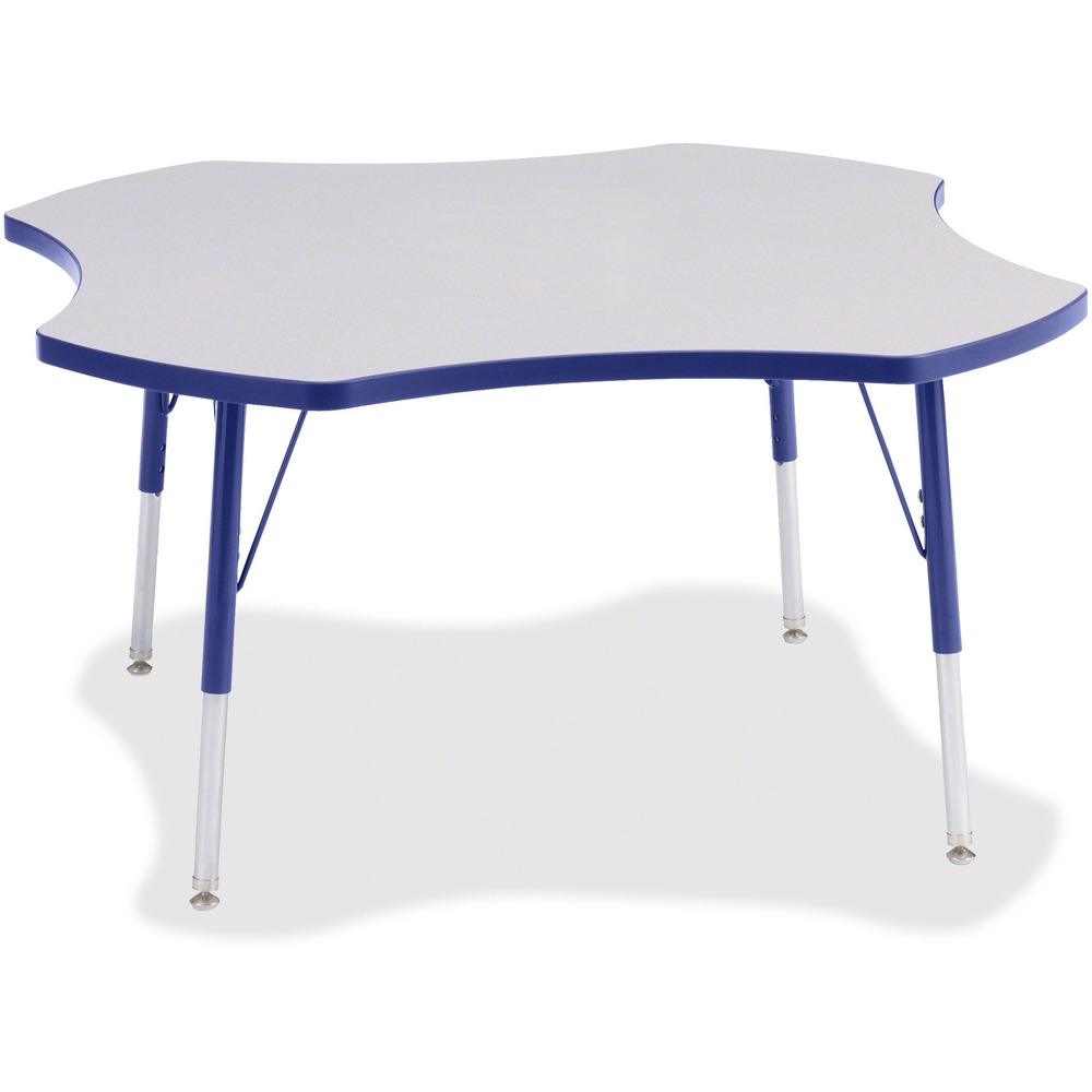 JNT6453JCA003 - This four-leaf activity table provides the perfect seating arrangement for up to four adults. Durable laminate features an easy-to-clean surface. TRUEdge is permanently thermo-fused to the edges to prevent chipping. Extra-safe, dual-screw steel legs allow you to easily adjust the height of the table. Powder-coated, adjustable legs can be repositioned in 1" increments to provide maximum comfort. Leg guides reduce squeaks, prevent snags and eliminate rusting.