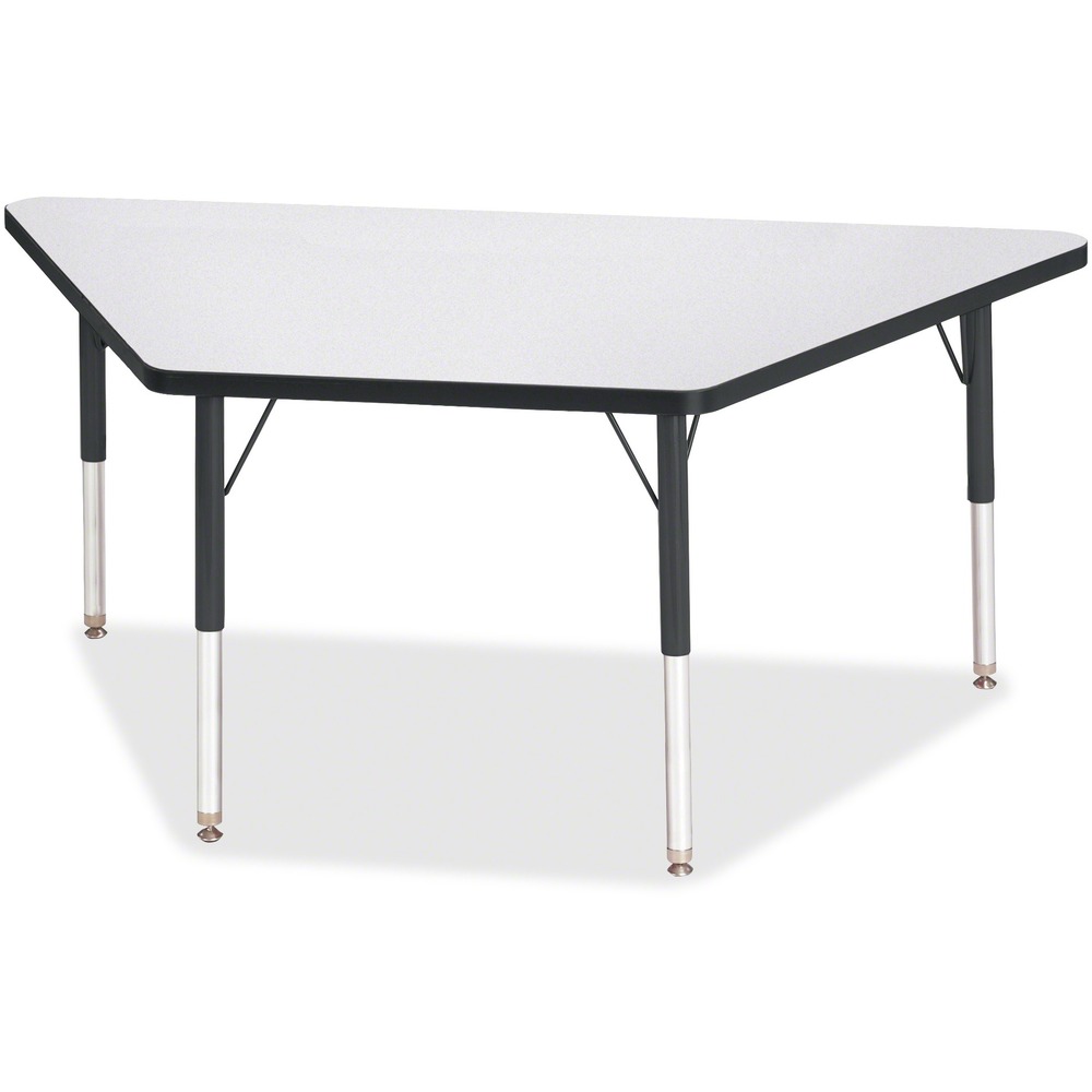 JNT6443JCE180 - Trapezoid-shaped activity table is perfect for elementary students. Multiple trapezoid tables can be conveniently arranged in an assortment of configurations to accommodate any space. Durable laminate features an easy-to-clean surface. TRUEdge is permanently thermo-fused to the edges to prevent chipping. Extra-safe, dual-screw steel legs allow you to easily adjust the height of the table. Powder-coated, adjustable legs can be repositioned in 1" increments to provide maximum comfort for children. Leg guides reduce squeaks, prevent snags and eliminate rusting.