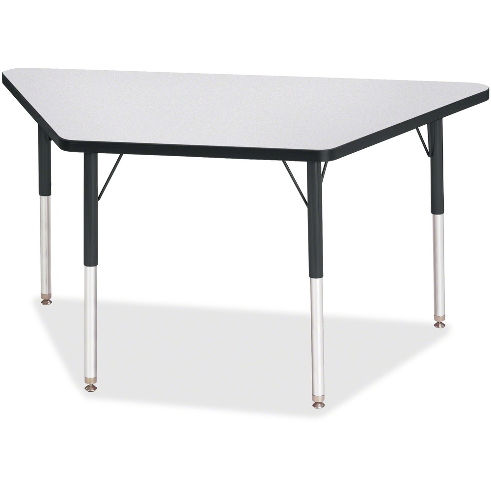 JNT6438JCA180 - Trapezoid-shaped activity table for adults is perfectly sized to let you work comfortably. Multiple trapezoid tables can be conveniently arranged in an assortment of configurations to accommodate any space. Durable laminate features an easy-to-clean surface. TRUEdge is permanently thermo-fused to the edges to prevent chipping. Extra-safe, dual-screw steel legs allow you to easily adjust the height of the table. Powder-coated, adjustable legs can be repositioned in 1" increments to provide maximum comfort. Leg guides reduce squeaks, prevent snags and eliminate rusting.