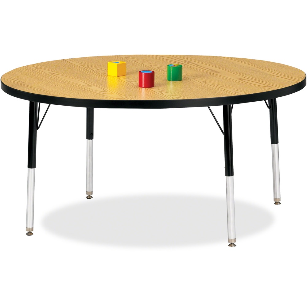 JNT6433JCE210 - Let children safely work on their favorite arts and crafts on this round activity table. Laminate is durable and features an easy-to-clean surface. TRUEdge is permanently thermo-fused to the edges to prevent chipping. Extra-safe, dual-screw steel legs allow you to easily adjust the height of the table. Powder-coated, adjustable legs can be repositioned in 1" increments to provide maximum comfort for children. Leg guides reduce squeaks, prevent snags and eliminate rusting.