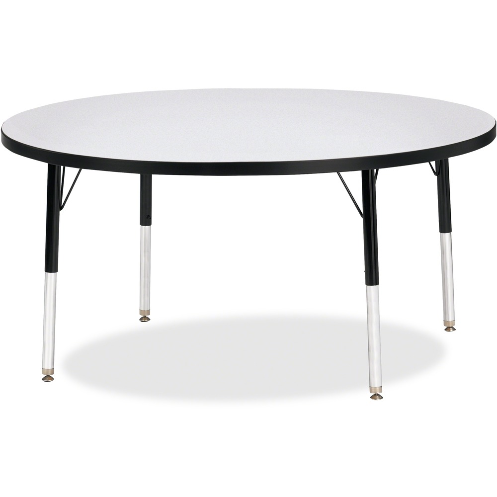 JNT6433JCE180 - Let children safely work on their favorite arts and crafts on this round activity table. Freckled gray laminate is durable and features an easy-to-clean surface. TRUEdge is permanently thermo-fused to the edges to prevent chipping. Extra-safe, dual-screw steel legs allow you to easily adjust the height of the table. Powder-coated, adjustable legs can be repositioned in 1" increments to provide maximum comfort for children. Leg guides reduce squeaks, prevent snags and eliminate rusting.