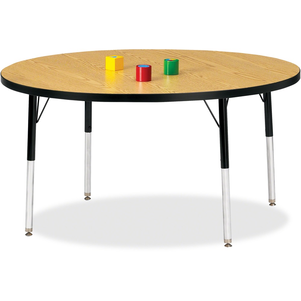 JNT6433JCA210 - Round activity table for adults is perfectly sized to let you work comfortably. Laminate is durable and features an easy-to-clean surface. TRUEdge is permanently thermo-fused to the edges to prevent chipping. Extra-safe, dual-screw steel legs allow you to easily adjust the height of the table. Powder-coated, adjustable legs can be repositioned in 1" increments to provide maximum comfort. Leg guides reduce squeaks, prevent snags and eliminate rusting.