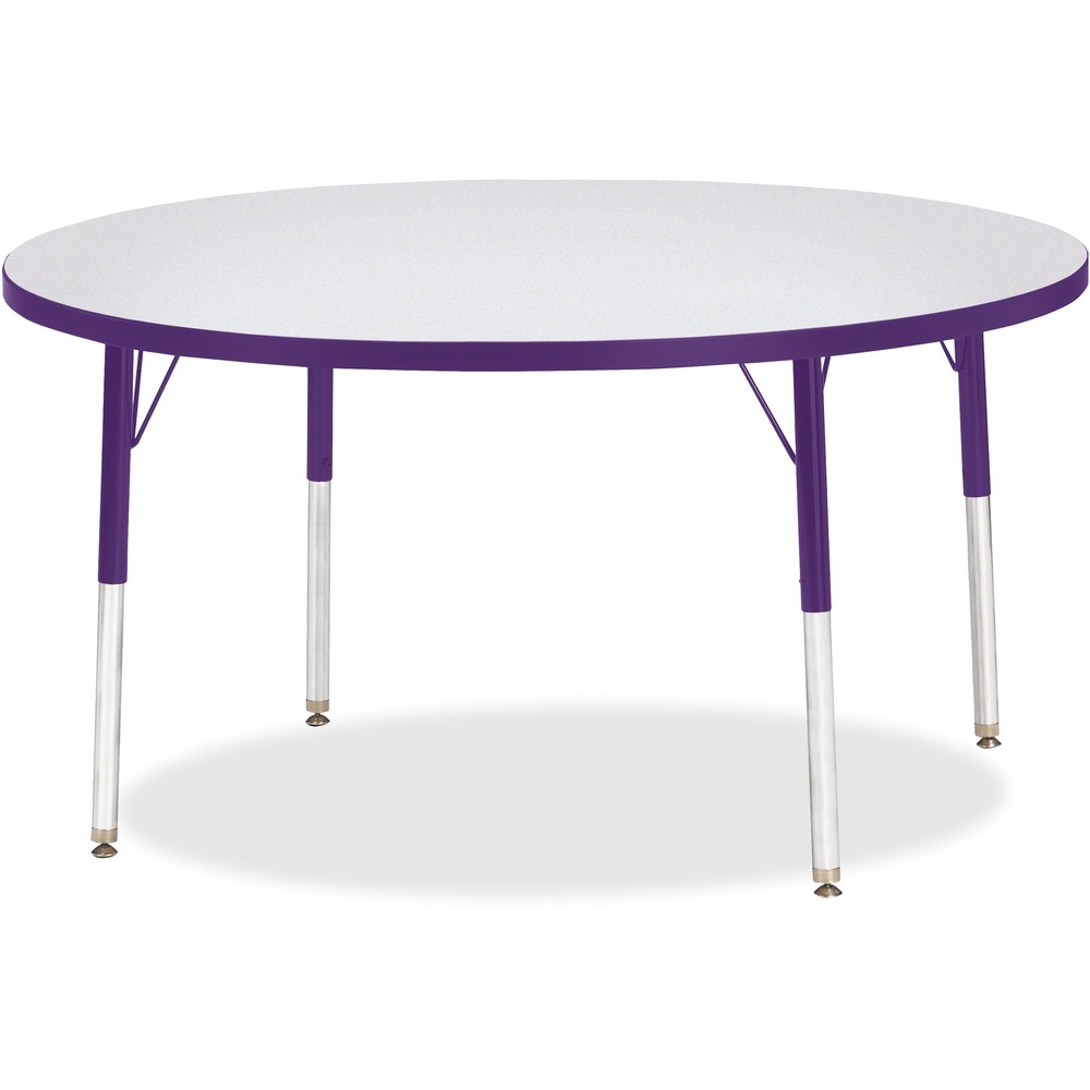 JNT6433JCA004 - Round activity table for adults is perfectly sized to let you work comfortably. Laminate is durable and features an easy-to-clean surface. TRUEdge is permanently thermo-fused to the edges to prevent chipping. Extra-safe, dual-screw steel legs allow you to easily adjust the height of the table. Powder-coated, adjustable legs can be repositioned in 1" increments to provide maximum comfort. Leg guides reduce squeaks, prevent snags and eliminate rusting.