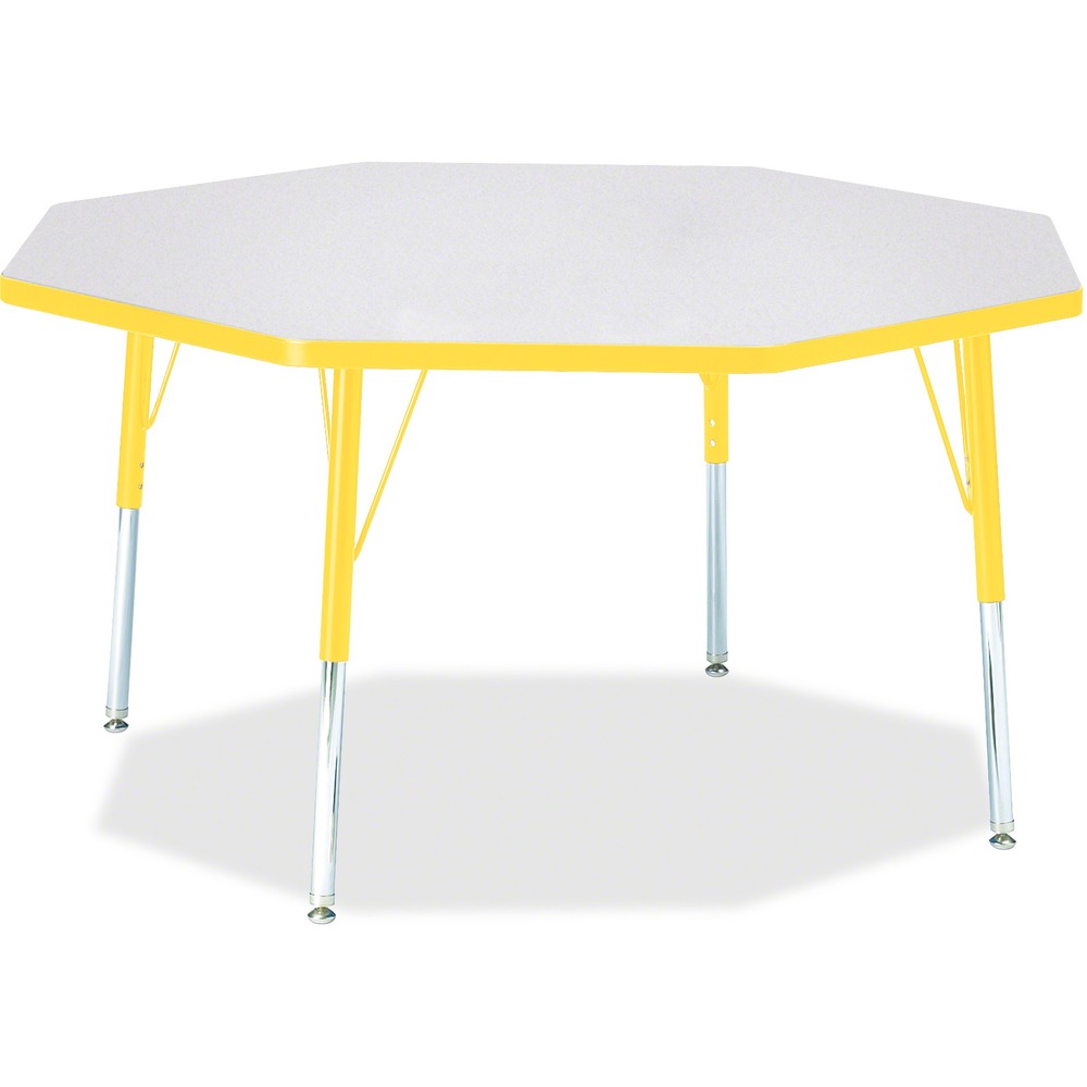 JNT6428JCE007 - Let children safely work on their favorite arts and crafts on this octagon activity table. Laminate is durable and features an easy-to-clean surface. TRUEdge is permanently thermo-fused to the edges to prevent chipping. Extra-safe, dual-screw steel legs allow you to easily adjust the height of the table. Powder-coated, adjustable legs can be repositioned in 1" increments to provide maximum comfort for children. Leg guides reduce squeaks, prevent snags and eliminate rusting.