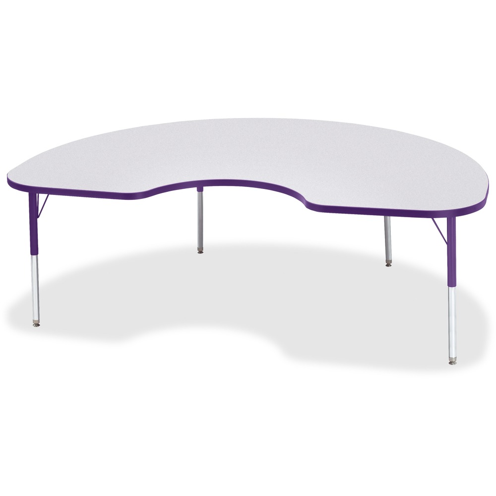 JNT6423JCE004 - Let children safely work on their favorite arts and crafts on this kidney-shaped activity table. Laminate is durable and features an easy-to-clean surface. TRUEdge is permanently thermo-fused to the edges to prevent chipping. Extra-safe, dual-screw steel legs allow you to easily adjust the height of the table. Powder-coated, adjustable legs can be repositioned in 1" increments to provide maximum comfort for children. Leg guides reduce squeaks, prevent snags and eliminate rusting.