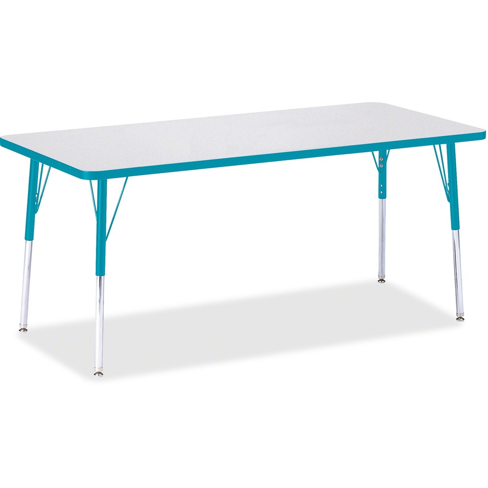 JNT6413JCA005 - Rectangular activity table for adults is perfectly sized to let you work comfortably. Laminate is durable and features an easy-to-clean surface. TRUEdge is permanently thermo-fused to the edges to prevent chipping. Extra-safe, dual-screw steel legs allow you to easily adjust the height of the table. Powder-coated, adjustable legs can be repositioned in 1" increments to provide maximum comfort. Leg guides reduce squeaks, prevent snags and eliminate rusting.