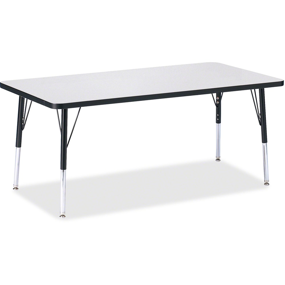 JNT6408JCE180 - Let children safely work on their favorite arts and crafts on this rectangular activity table. Laminate is durable and features an easy-to-clean surface. TRUEdge is permanently thermo-fused to the edges to prevent chipping. Extra-safe, dual-screw steel legs allow you to easily adjust the height of the table. Powder-coated, adjustable legs can be repositioned in 1" increments to provide maximum comfort for children. Leg guides reduce squeaks, prevent snags and eliminate rusting.