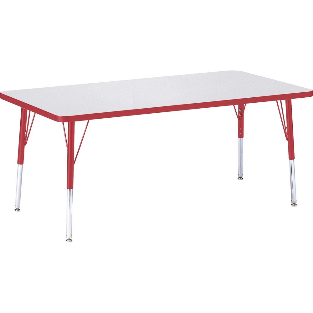 JNT6408JCE008 - Let children safely work on their favorite arts and crafts on this rectangular activity table. Laminate is durable and features an easy-to-clean surface. TRUEdge is permanently thermo-fused to the edges to prevent chipping. Extra-safe, dual-screw steel legs allow you to easily adjust the height of the table. Powder-coated, adjustable legs can be repositioned in 1" increments to provide maximum comfort for children. Leg guides reduce squeaks, prevent snags and eliminate rusting.