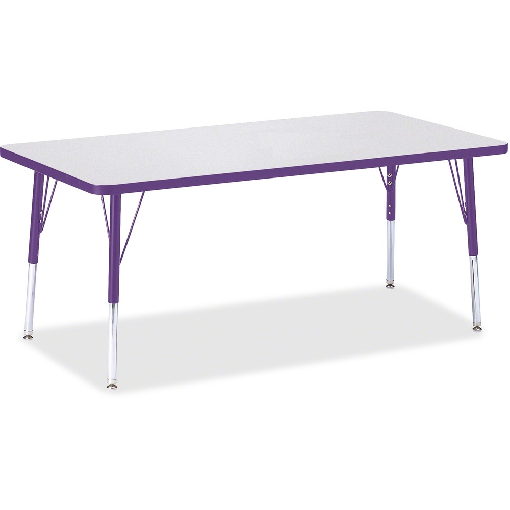 JNT6408JCE004 - Let children safely work on their favorite arts and crafts on this rectangular activity table. Laminate is durable and features an easy-to-clean surface. TRUEdge is permanently thermo-fused to the edges to prevent chipping. Extra-safe, dual-screw steel legs allow you to easily adjust the height of the table. Powder-coated, adjustable legs can be repositioned in 1" increments to provide maximum comfort for children. Leg guides reduce squeaks, prevent snags and eliminate rusting.