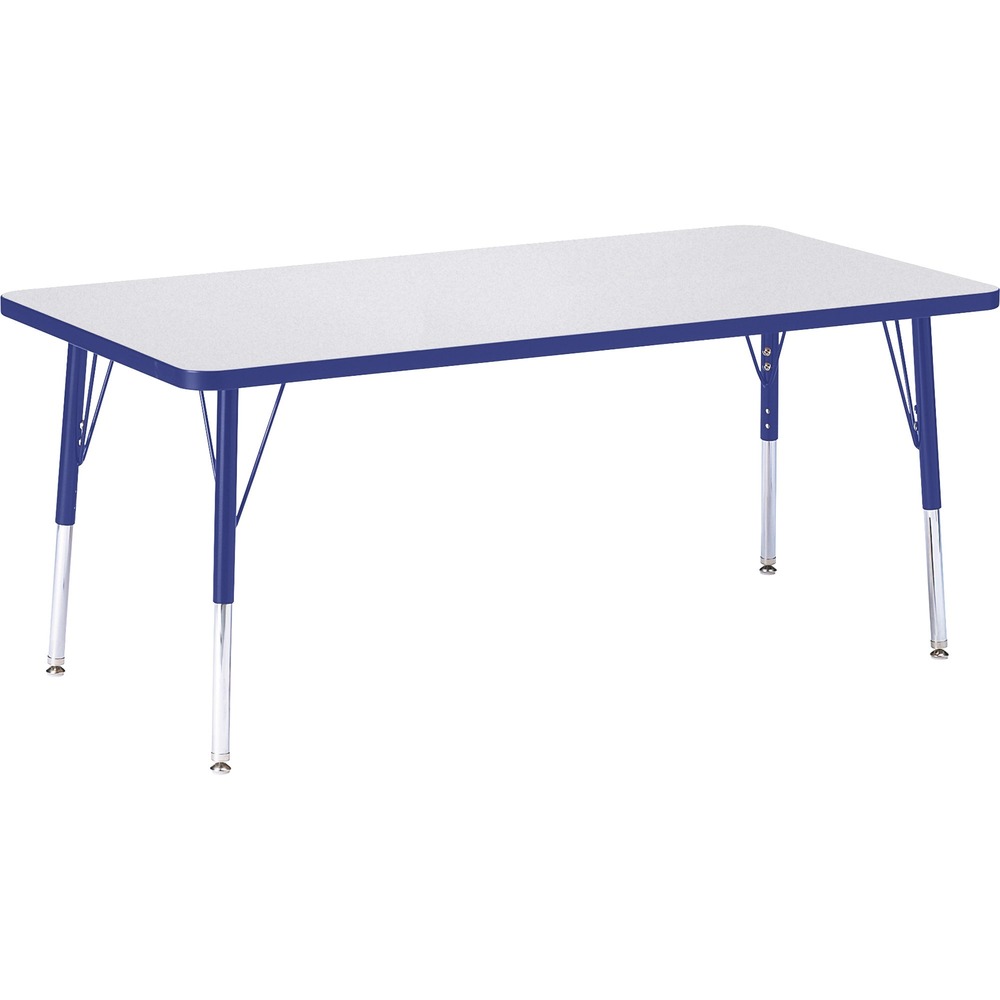 JNT6408JCE003 - Let children safely work on their favorite arts and crafts on this rectangular activity table. Laminate is durable and features an easy-to-clean surface. TRUEdge is permanently thermo-fused to the edges to prevent chipping. Extra-safe, dual-screw steel legs allow you to easily adjust the height of the table. Powder-coated, adjustable legs can be repositioned in 1" increments to provide maximum comfort for children. Leg guides reduce squeaks, prevent snags and eliminate rusting.