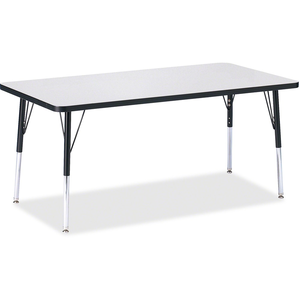 JNT6408JCA180 - Rectangular activity table for adults is perfectly sized to let you work comfortably. Laminate is durable and features an easy-to-clean surface. TRUEdge is permanently thermo-fused to the edges to prevent chipping. Extra-safe, dual-screw steel legs allow you to easily adjust the height of the table. Powder-coated, adjustable legs can be repositioned in 1" increments to provide maximum comfort. Leg guides reduce squeaks, prevent snags and eliminate rusting.