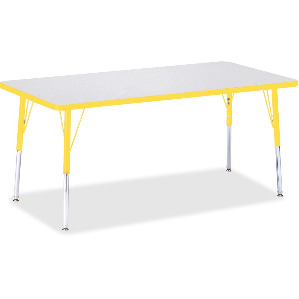 JNT6408JCA007 - Rectangular activity table for adults is perfectly sized to let you work comfortably. Laminate is durable and features an easy-to-clean surface. TRUEdge is permanently thermo-fused to the edges to prevent chipping. Extra-safe, dual-screw steel legs allow you to easily adjust the height of the table. Powder-coated, adjustable legs can be repositioned in 1" increments to provide maximum comfort. Leg guides reduce squeaks, prevent snags and eliminate rusting.