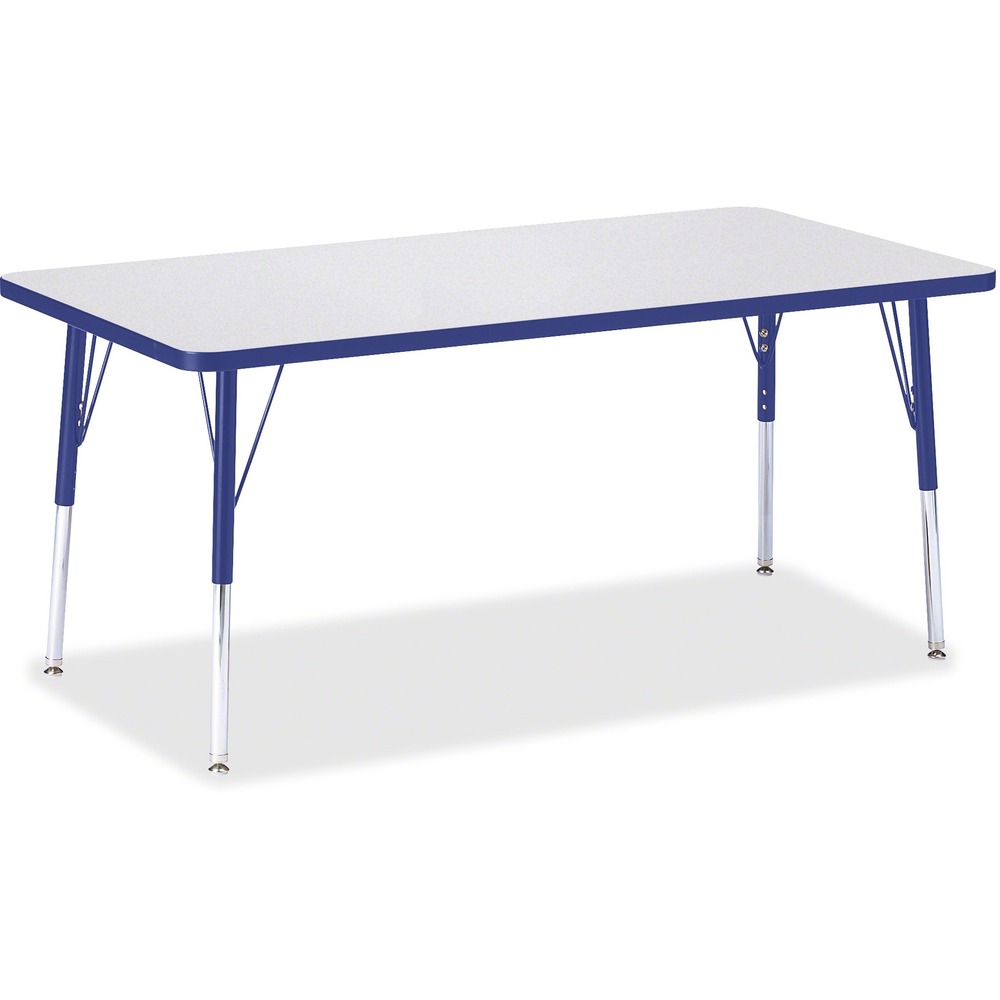 JNT6408JCA003 - Rectangular activity table for adults is perfectly sized to let you work comfortably. Laminate is durable and features an easy-to-clean surface. TRUEdge is permanently thermo-fused to the edges to prevent chipping. Extra-safe, dual-screw steel legs allow you to easily adjust the height of the table. Powder-coated, adjustable legs can be repositioned in 1" increments to provide maximum comfort. Leg guides reduce squeaks, prevent snags and eliminate rusting.